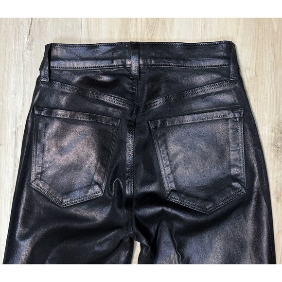 J BRAND MARIA High Rise Skinny Leg Faux Leather/Coated in Galactic Black 24x25 - Picture 9 of 16